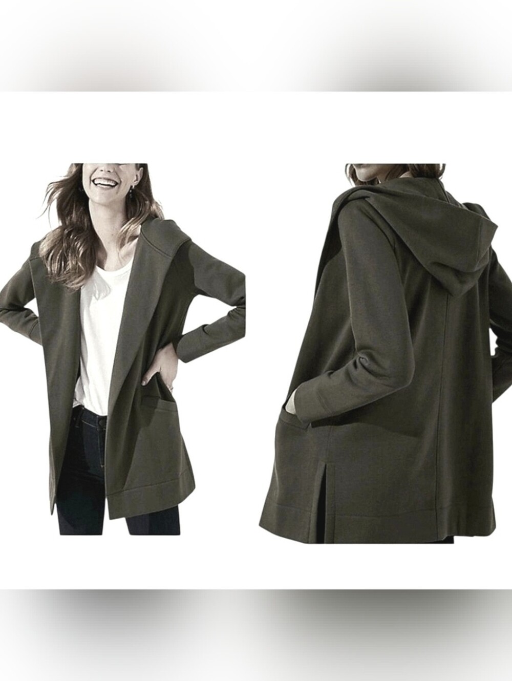 Loft Open Front Hooded Cardigan Sz M